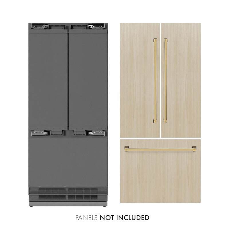 Autograph Edition 36 in. 19.6 cu. ft. Panel Ready French Door Built-In Bottom Freezer Refrigerator with Water Dispenser and Ice Maker with Stainless Steel Interior and Polished Gold Accents - (SRBIVZ36G) -