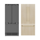 Autograph Edition 36 in. 19.6 cu. ft. Panel Ready French Door Built-In Bottom Freezer Refrigerator with Water Dispenser and Ice Maker with Stainless Steel Interior and Polished Gold Accents - (SRBIVZ36G) -