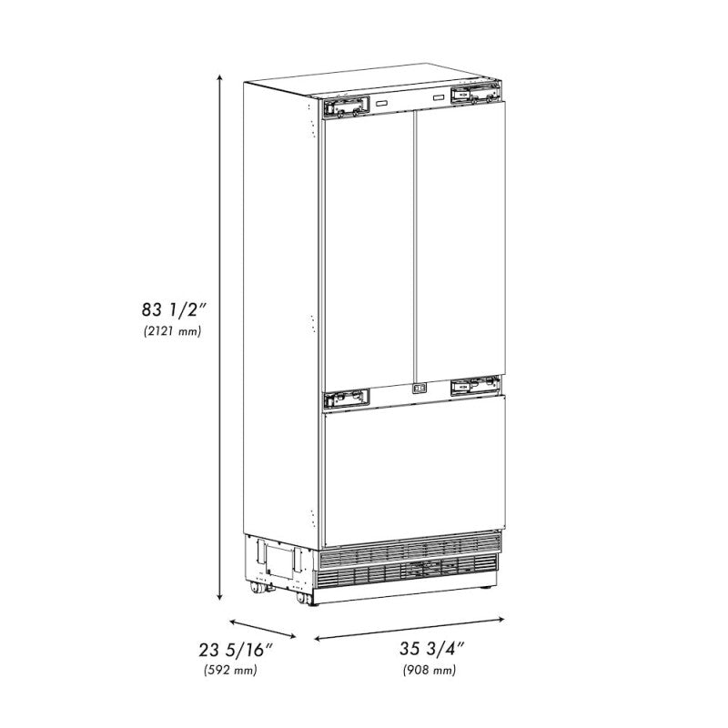Autograph Edition 36 in. 19.6 cu. ft. Panel Ready French Door Built-In Bottom Freezer Refrigerator with Water Dispenser and Ice Maker with Stainless Steel Interior and Polished Gold Accents - (SRBIVZ36G) -