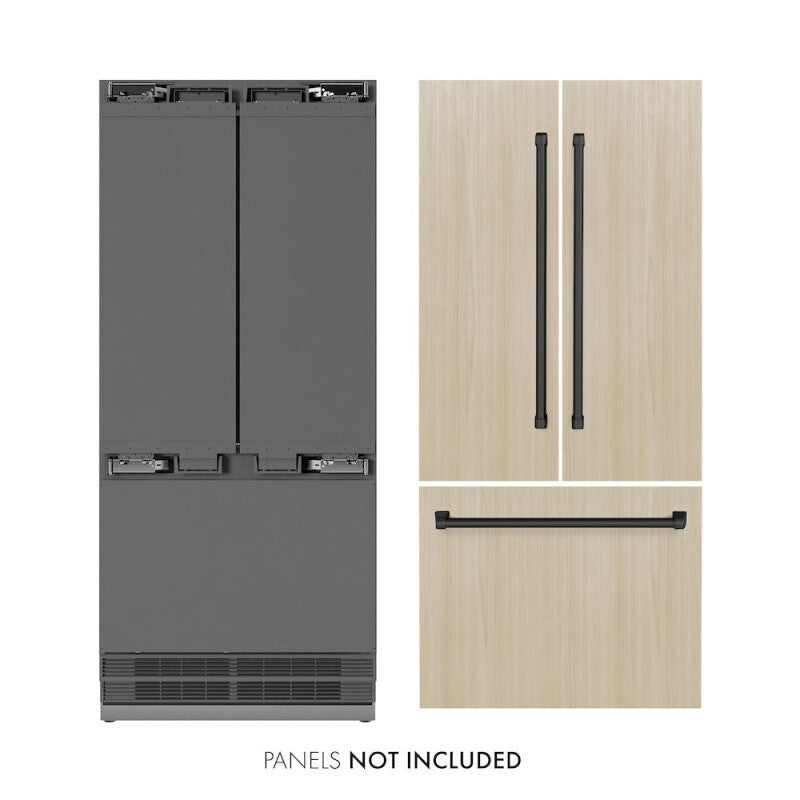 Autograph Edition 36 in. 19.6 cu. ft. Panel Ready French Door Built-In Bottom Freezer Refrigerator with Water Dispenser and Ice Maker with Stainless Steel Interior and Matte Black Accents - (SRBIVZ36MB) -