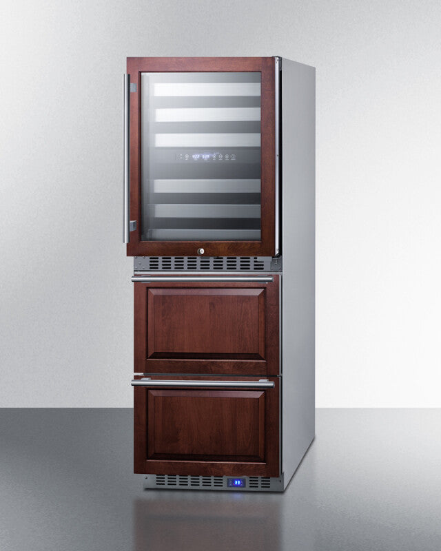 24" Wide Combination Dual-zone Wine Cellar and 2-drawer All-refrigerator (panels Not Included) - (SWCDAR24PNR)