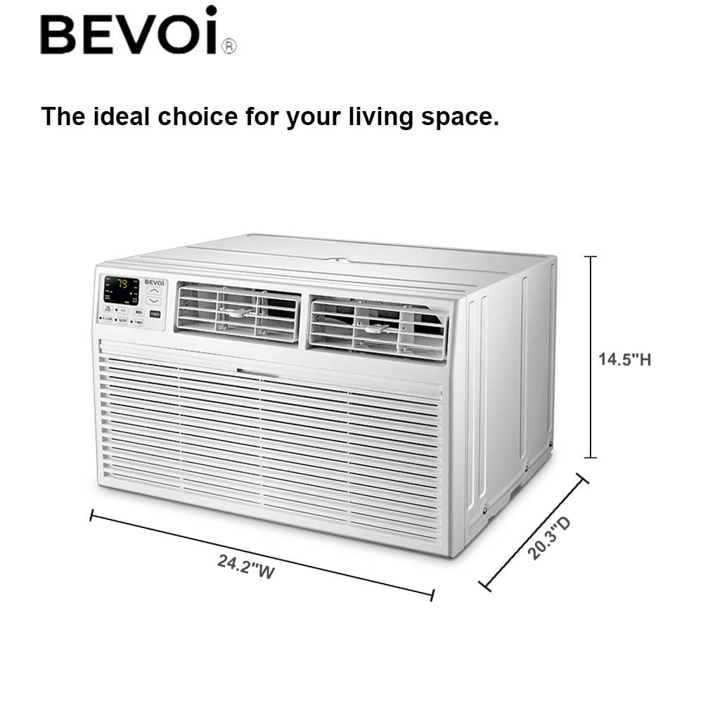 Bevoi TBEVTTW142HF 14,000 BTU Through The Wall Air Conditioner Heat and Cool 230V 20A in White