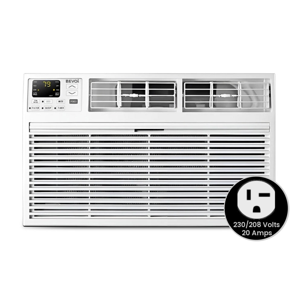 Bevoi TBEVTTW142HF 14,000 BTU Through The Wall Air Conditioner Heat and Cool 230V 20A in White