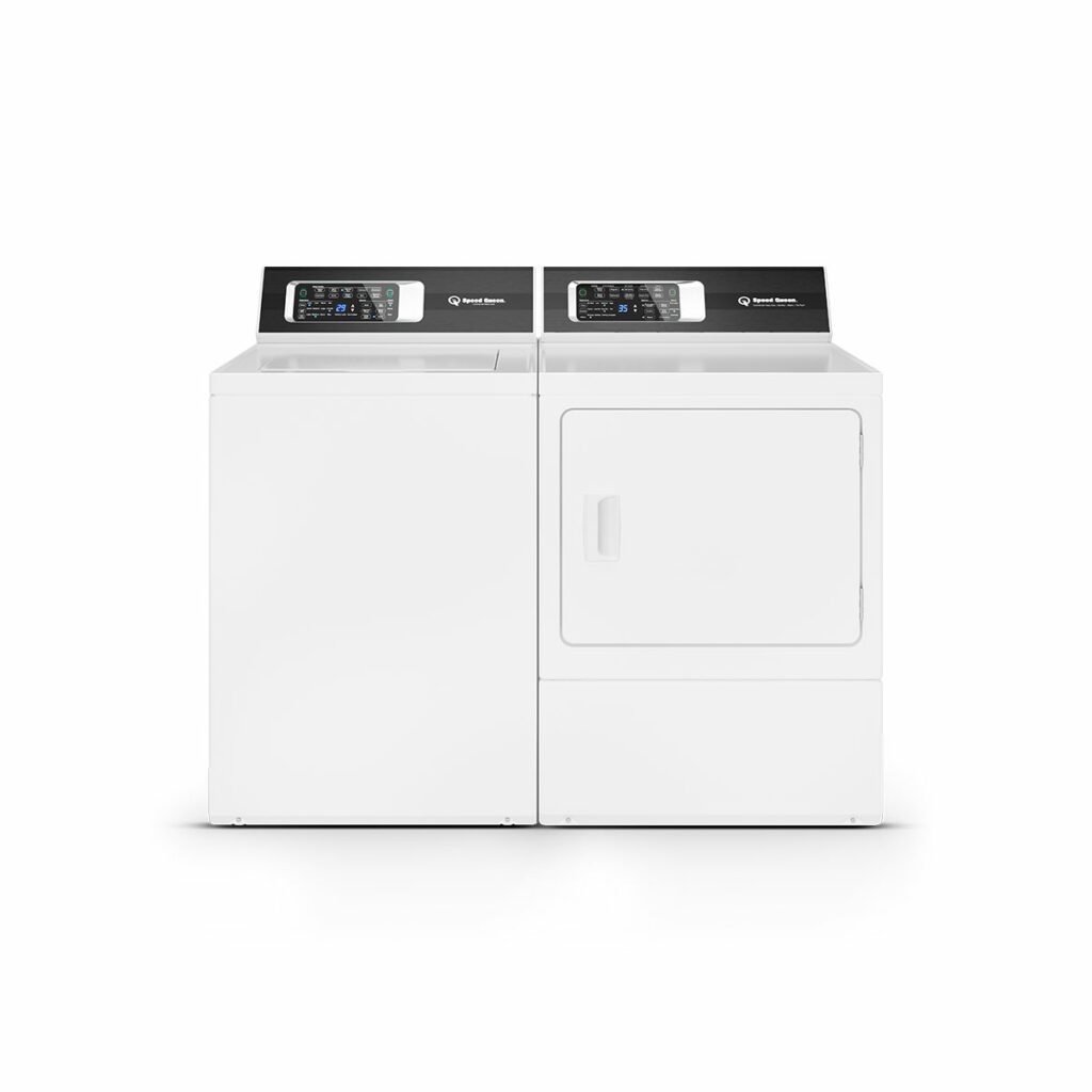Speed Queen DR7004WE dryer paired with matching washer front view