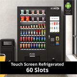 Refrigerated Snack and Drink Vending Machine with 60 Slots and 22 Inch Touch Screen in Black