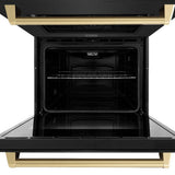 ZLINE Autograph Edition 30 in. Professional True Convection Double Wall Oven with Air Fry and Self Clean in Black Stainless Steel with Champagne Bronze Handles (WADBZ-30-CB) - (WADBZ30CB) -