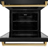 ZLINE Autograph Edition 30 in. Professional True Convection Double Wall Oven with Air Fry and Self Clean in Black Stainless Steel with Polished Gold Handles (WADBZ-30-G) - (WADBZ30G) -