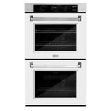 ZLINE 30 in. Professional True Convection Double Wall Oven with Air Fry and Self Clean in Satin Stainless Steel with White Matte Doors (WADS-WM-30) - (WADSWM30) -