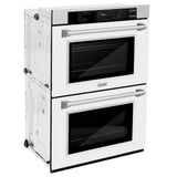 ZLINE 30 in. Professional True Convection Double Wall Oven with Air Fry and Self Clean in Satin Stainless Steel with White Matte Doors (WADS-WM-30) - (WADSWM30) -