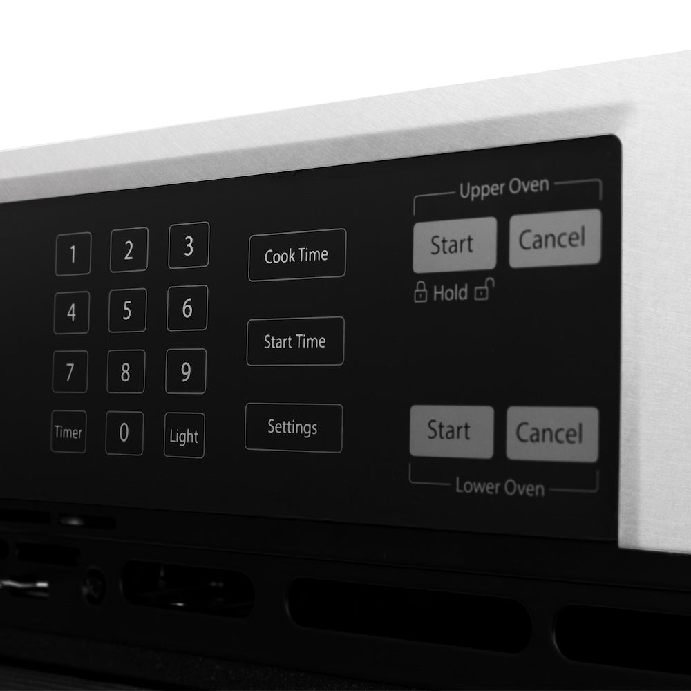 ZLINE Autograph Edition 30 in. Professional True Convection Double Wall Oven with Air Fry and Self Clean in Satin Stainless Steel with White Matte Doors and Matte Black Handles (WADSZ-WM-30-MB) - (WADSZWM30MB) -