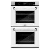 ZLINE 30 in. Professional True Convection Double Wall Oven with Air Fry and Self Clean in Stainless Steel with White Matte Doors (WAD-WM-30) - (WADWM30) -