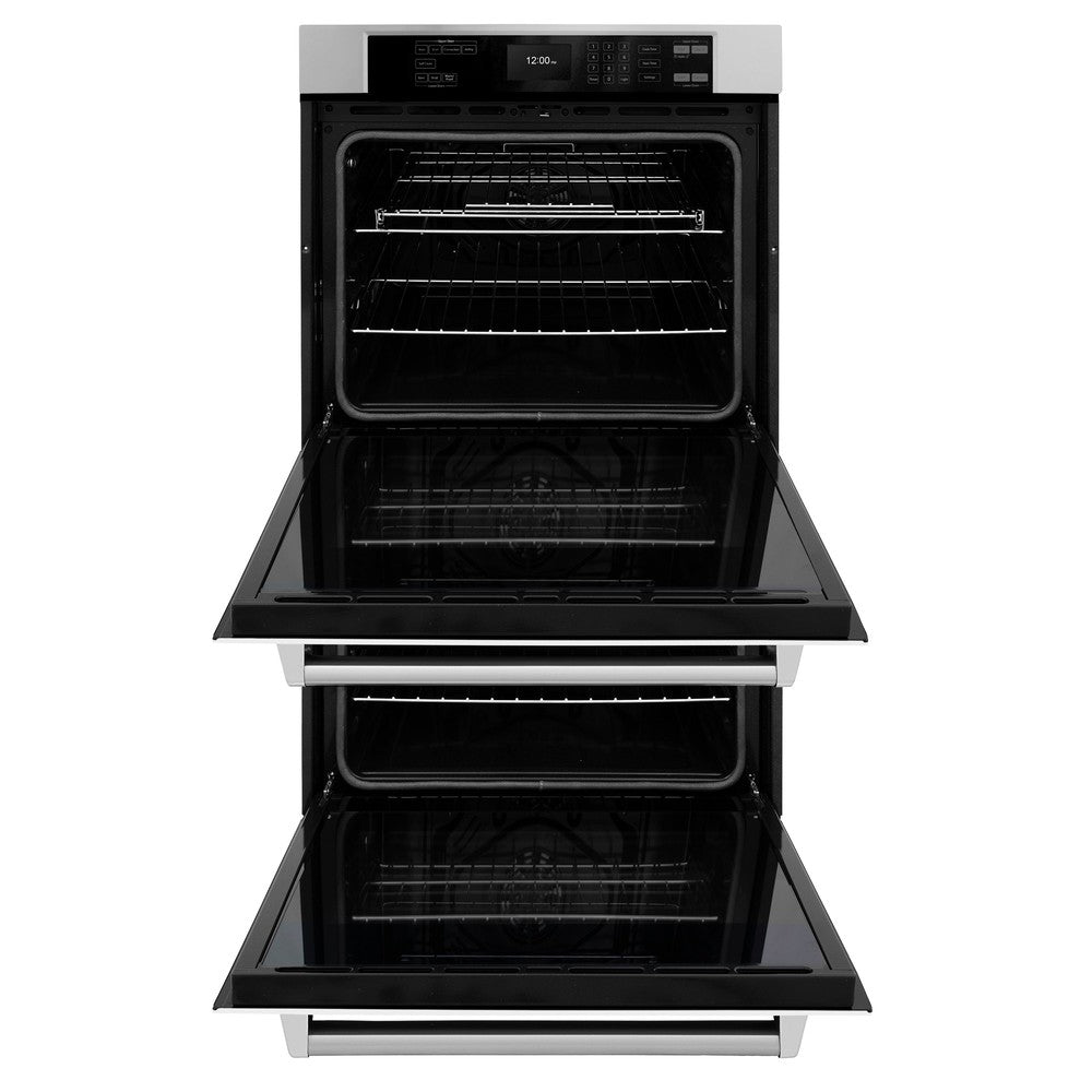 ZLINE 30 in. Professional True Convection Double Wall Oven with Air Fry and Self Clean in Stainless Steel with White Matte Doors (WAD-WM-30) - (WADWM30) -