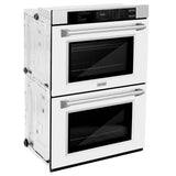 ZLINE 30 in. Professional True Convection Double Wall Oven with Air Fry and Self Clean in Stainless Steel with White Matte Doors (WAD-WM-30) - (WADWM30) -