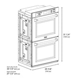 ZLINE Autograph Edition 30 in. Professional True Convection Double Wall Oven with Air Fry and Self Clean in Stainless Steel with White Matte Doors and Polished Gold Handles (WADZ-WM-30-G) - (WADZWM30G) -