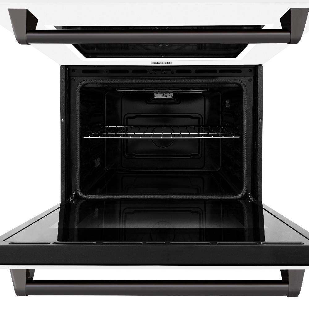 ZLINE Autograph Edition 30 in. Professional True Convection Double Wall Oven with Air Fry and Self Clean in Stainless Steel with White Matte Doors and Matte Black Handles (WADZ-WM-30-MB) - (WADZWM30MB) -