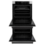 ZLINE Autograph Edition 30 in. Professional True Convection Double Wall Oven with Air Fry and Self Clean in Stainless Steel with White Matte Doors and Matte Black Handles (WADZ-WM-30-MB) - (WADZWM30MB) -