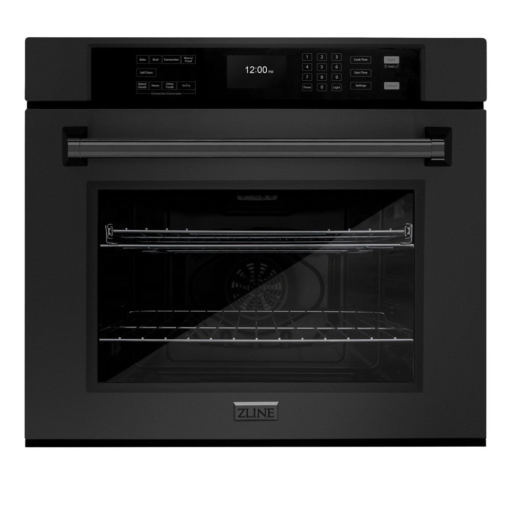 ZLINE 30 in. Professional True Convection Single Wall Oven with Air Fry and Self Clean in Black Stainless Steel (WASB-30) - (WASB30) -