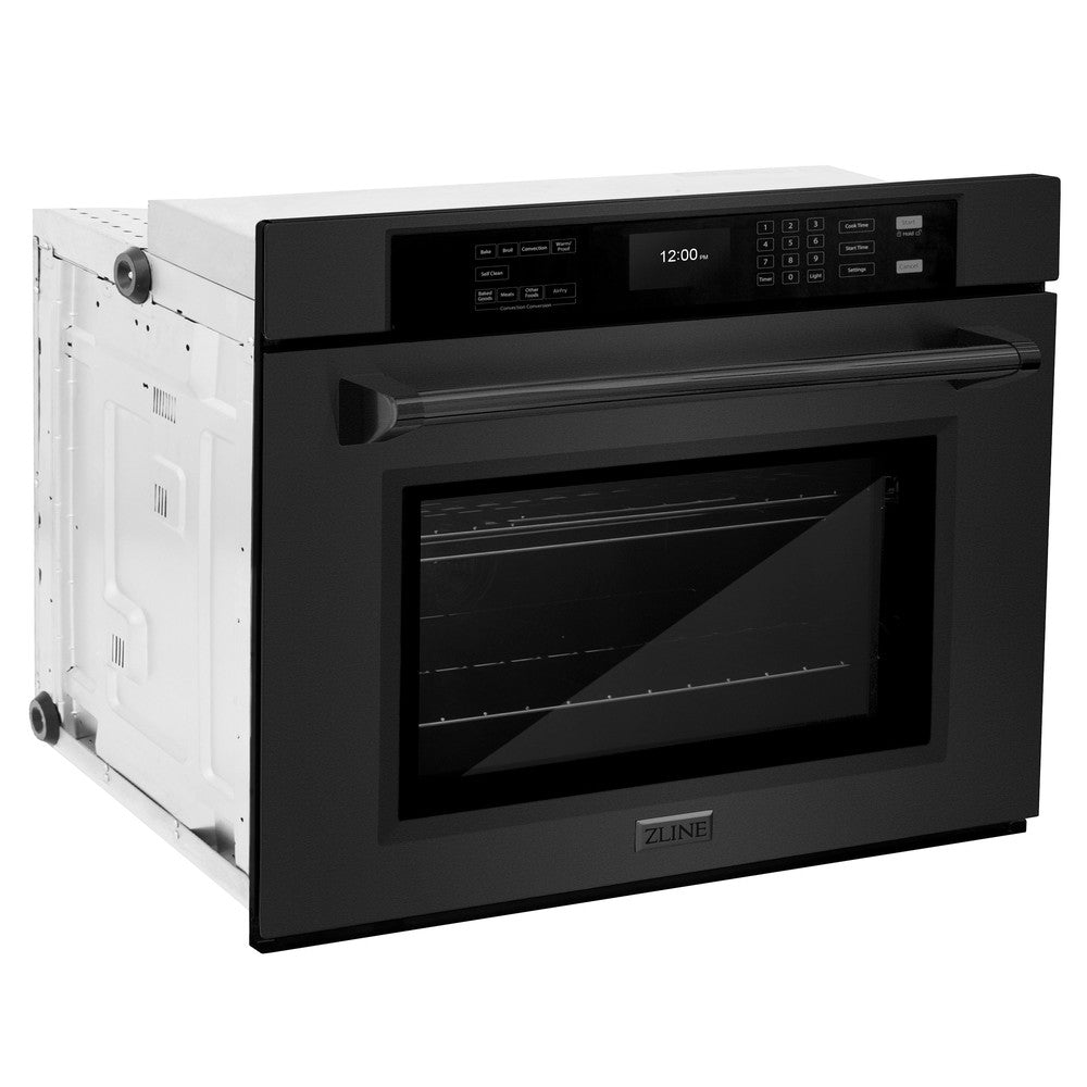 ZLINE 30 in. Professional True Convection Single Wall Oven with Air Fry and Self Clean in Black Stainless Steel (WASB-30) - (WASB30) -
