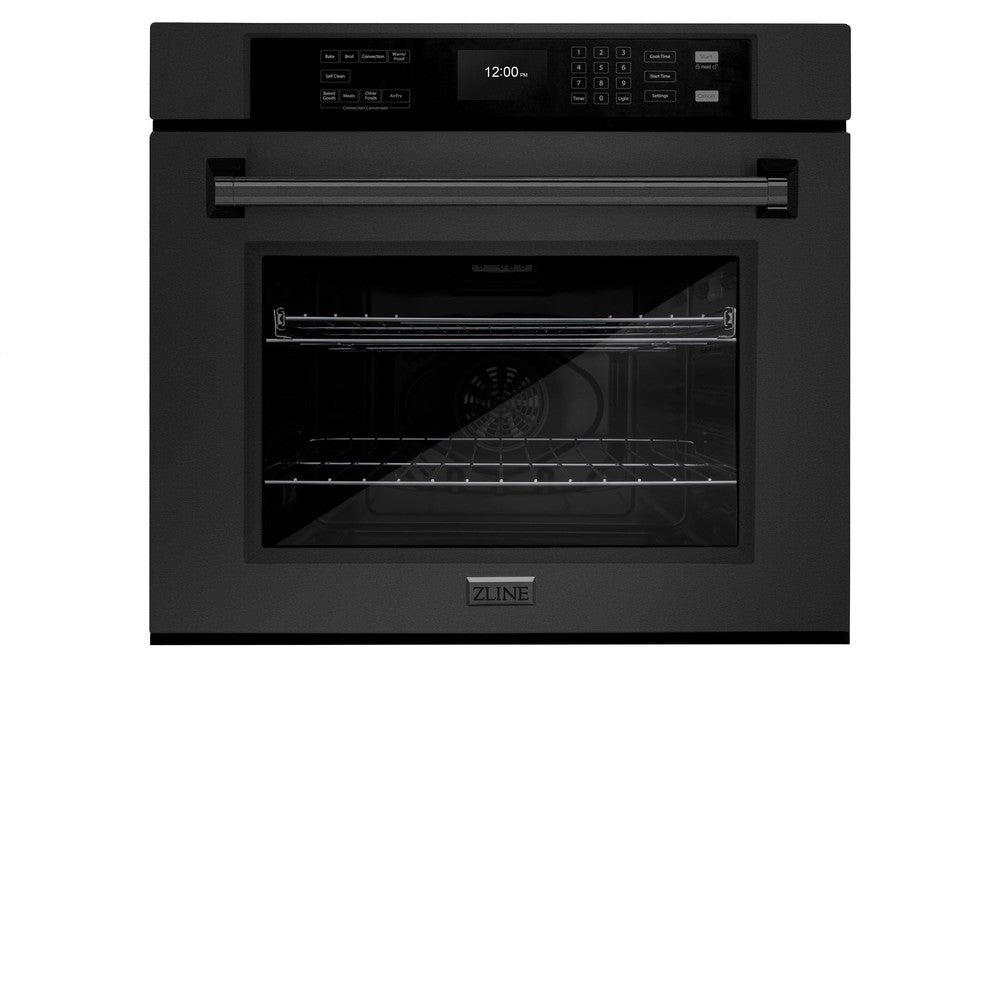 ZLINE 30 in. Professional True Convection Single Wall Oven with Air Fry and Self Clean in Black Stainless Steel (WASB-30) - (WASB30) -