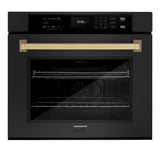 ZLINE Autograph Edition 30 in. Professional True Convection Single Wall Oven with Air Fry and Self Clean in Black Stainless Steel with Champagne Bronze Handle (WASBZ-30-CB) - (WASBZ30CB) -