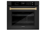 ZLINE Autograph Edition 30 in. Professional True Convection Single Wall Oven with Air Fry and Self Clean in Black Stainless Steel with Champagne Bronze Handle (WASBZ-30-CB) - (WASBZ30CB) -
