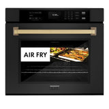 ZLINE Autograph Edition 30 in. Professional True Convection Single Wall Oven with Air Fry and Self Clean in Black Stainless Steel with Champagne Bronze Handle (WASBZ-30-CB) - (WASBZ30CB) -