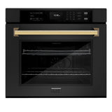 ZLINE Autograph Edition 30 in. Professional True Convection Single Wall Oven with Air Fry and Self Clean in Black Stainless Steel with Polished Gold Handle (WASBZ-30-G) - (WASBZ30G) -