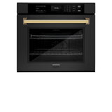 ZLINE Autograph Edition 30 in. Professional True Convection Single Wall Oven with Air Fry and Self Clean in Black Stainless Steel with Polished Gold Handle (WASBZ-30-G) - (WASBZ30G) -