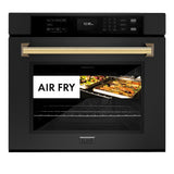 ZLINE Autograph Edition 30 in. Professional True Convection Single Wall Oven with Air Fry and Self Clean in Black Stainless Steel with Polished Gold Handle (WASBZ-30-G) - (WASBZ30G) -