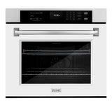 ZLINE 30 in. Professional True Convection Single Wall Oven with Air Fry and Self Clean in Satin Stainless Steel with White Matte Door (WASS-WM-30) - (WASSWM30) -