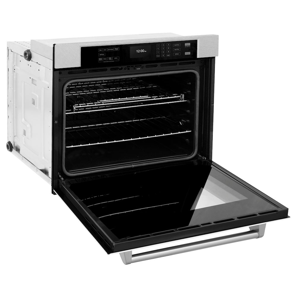 ZLINE 30 in. Professional True Convection Single Wall Oven with Air Fry and Self Clean in Satin Stainless Steel with White Matte Door (WASS-WM-30) - (WASSWM30) -