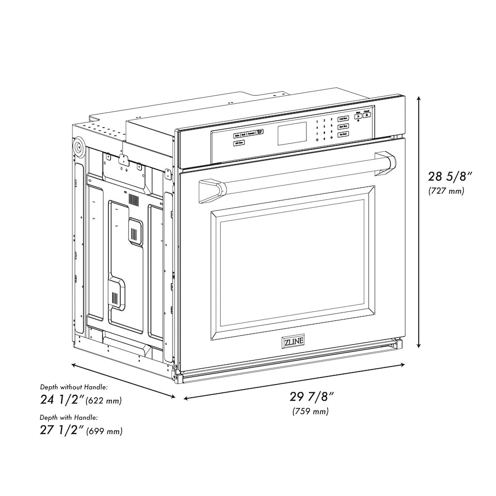 30 in. Professional True Convection Single Wall Oven - (WASSZ30MB) -