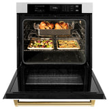 ZLINE Autograph Edition 30 in. Professional True Convection Single Wall Oven with Air Fry and Self Clean in Satin Stainless Steel with White Matte Door and Polished Gold Handle (WASSZ-WM-30-G) - (WASSZWM30G) -