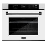ZLINE Autograph Edition 30 in. Professional True Convection Single Wall Oven with Air Fry and Self Clean in Satin Stainless Steel with White Matte Door and Matte Black Handle (WASSZ-WM-30-MB) - (WASSZWM30MB) -