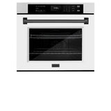 ZLINE Autograph Edition 30 in. Professional True Convection Single Wall Oven with Air Fry and Self Clean in Satin Stainless Steel with White Matte Door and Matte Black Handle (WASSZ-WM-30-MB) - (WASSZWM30MB) -