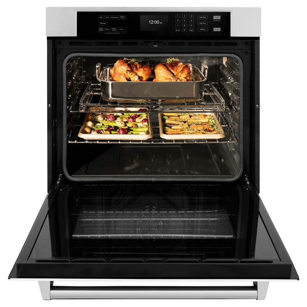 ZLINE 30 in. Professional True Convection Single Wall Oven with Air Fry and Self Clean in Stainless Steel with White Matte Door (WAS-WM-30) - (WASWM30) -