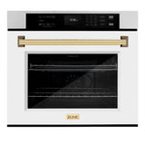 ZLINE Autograph Edition 30 in. Professional True Convection Single Wall Oven with Air Fry and Self Clean in Stainless Steel with White Matte Door and Polished Gold Handle (WASZ-WM-30-G) - (WASZWM30G) -