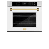 ZLINE Autograph Edition 30 in. Professional True Convection Single Wall Oven with Air Fry and Self Clean in Stainless Steel with White Matte Door and Polished Gold Handle (WASZ-WM-30-G) - (WASZWM30G) -