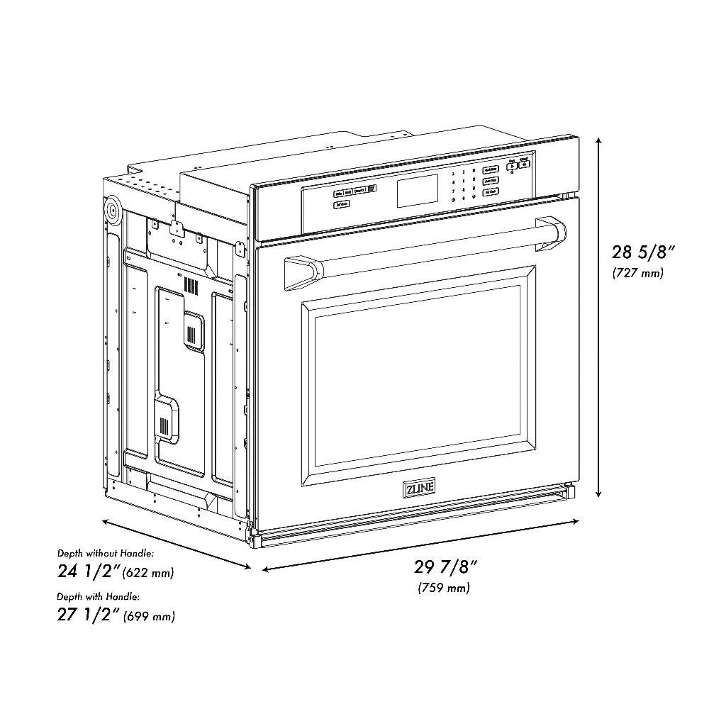 ZLINE Autograph Edition 30 in. Professional True Convection Single Wall Oven with Air Fry and Self Clean in Stainless Steel with White Matte Door and Polished Gold Handle (WASZ-WM-30-G) - (WASZWM30G) -