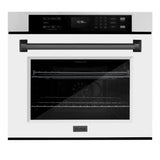 ZLINE Autograph Edition 30 in. Professional True Convection Single Wall Oven with Air Fry and Self Clean in Stainless Steel with White Matte Door and Matte Black Handle (WASZ-WM-30-MB) - (WASZWM30MB) -