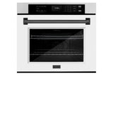 ZLINE Autograph Edition 30 in. Professional True Convection Single Wall Oven with Air Fry and Self Clean in Stainless Steel with White Matte Door and Matte Black Handle (WASZ-WM-30-MB) - (WASZWM30MB) -
