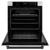 ZLINE Autograph Edition 30 in. Professional True Convection Single Wall Oven with Air Fry and Self Clean in Stainless Steel with White Matte Door and Matte Black Handle (WASZ-WM-30-MB) - (WASZWM30MB) -