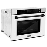 ZLINE Autograph Edition 30 in. Professional True Convection Single Wall Oven with Air Fry and Self Clean in Stainless Steel with White Matte Door and Matte Black Handle (WASZ-WM-30-MB) - (WASZWM30MB) -