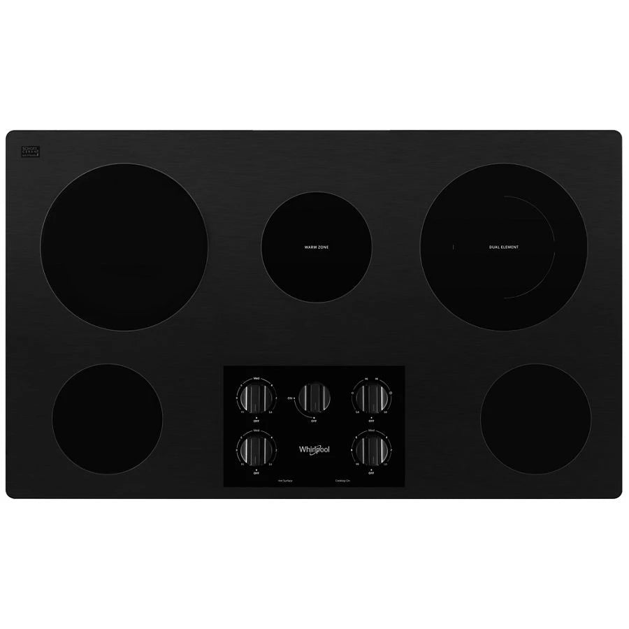 36-inch Electric Ceramic Glass Cooktop with Dual Radiant Element - (WCE55US6HB) - WHIRLPOOL