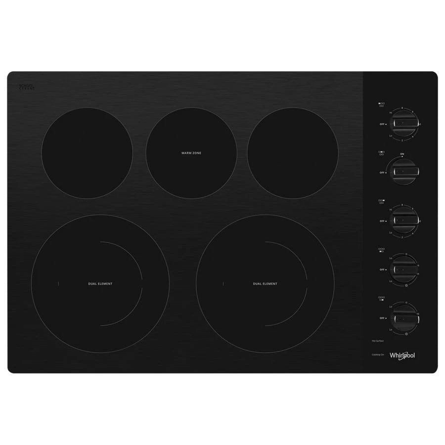 30-inch Electric Ceramic Glass Cooktop with Two Dual Radiant Elements - (WCE77US0HB) - WHIRLPOOL