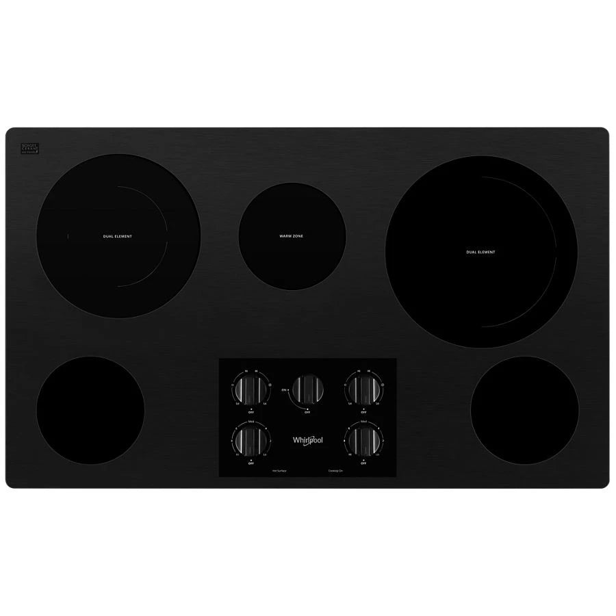 36-inch Electric Ceramic Glass Cooktop with Two Dual Radiant Elements - (WCE77US6HB)