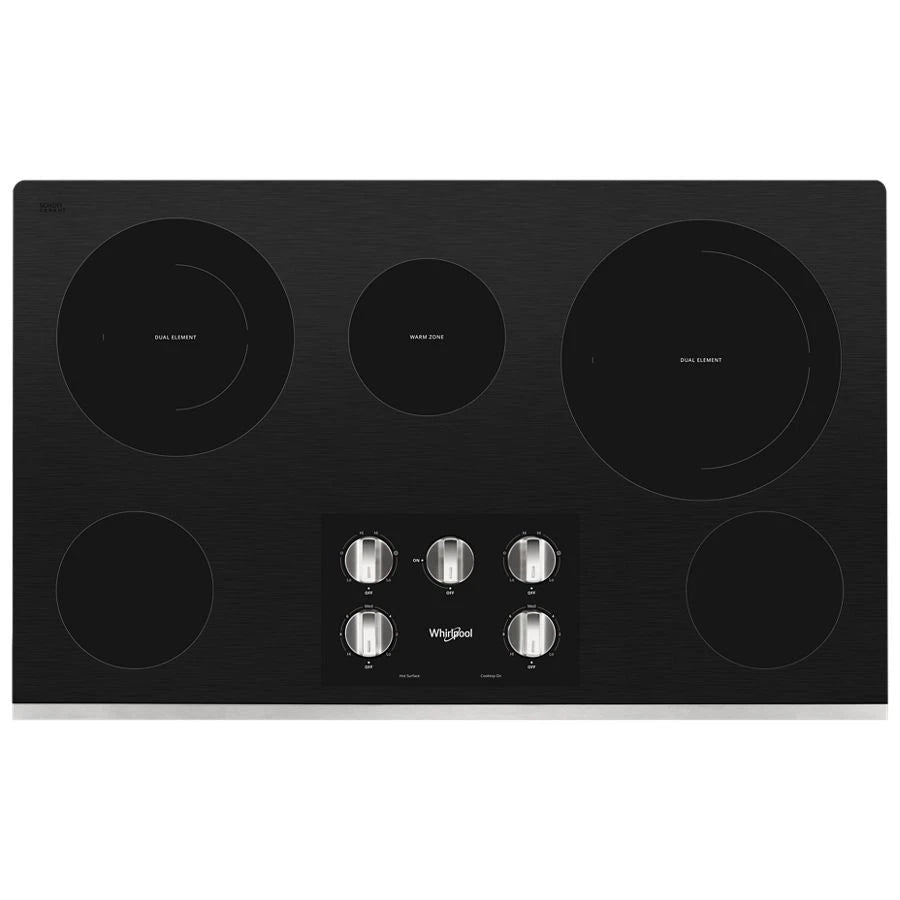 36-inch Electric Ceramic Glass Cooktop with Two Dual Radiant Elements - (WCE77US6HS) - WHIRLPOOL