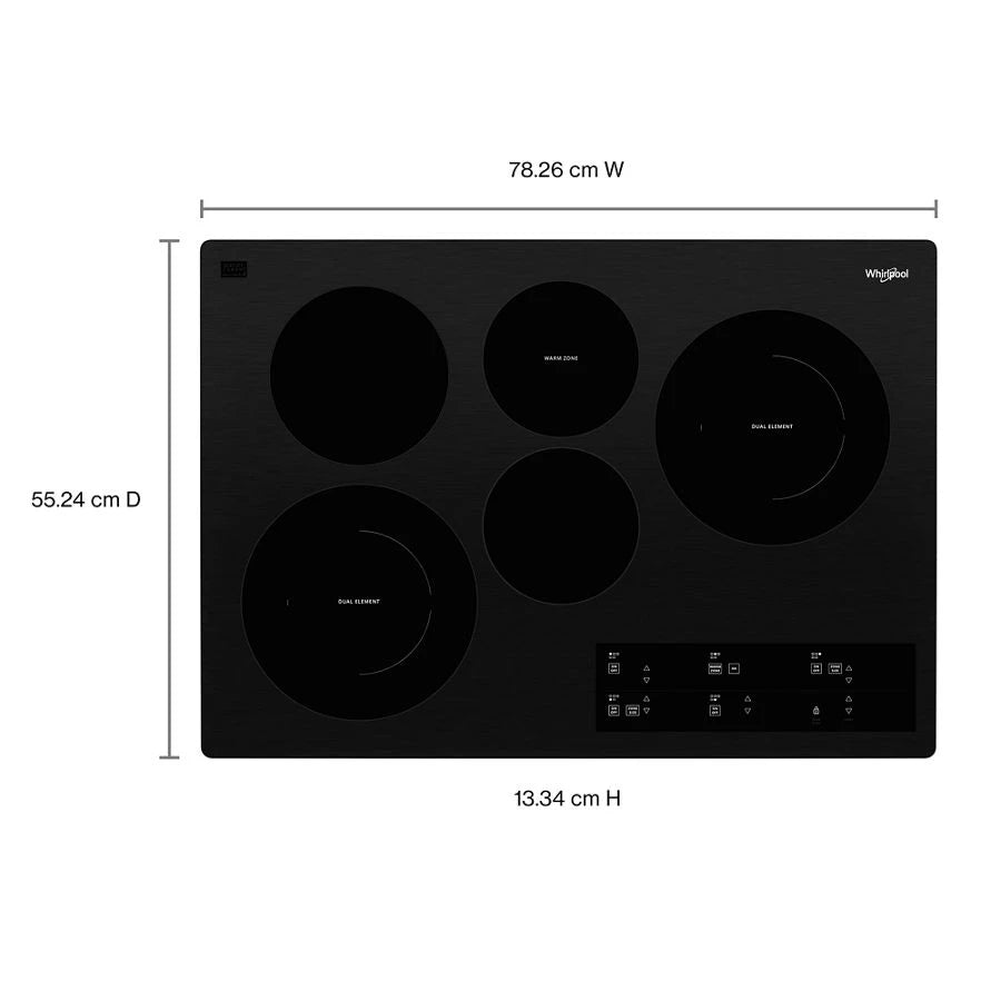 30-inch Electric Ceramic Glass Cooktop with Two Dual Radiant Elements - (WCE97US0KB)