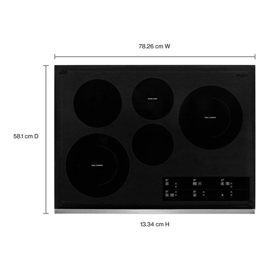 30-inch Electric Ceramic Glass Cooktop with Two Dual Radiant Elements - (WCE97US0KS)