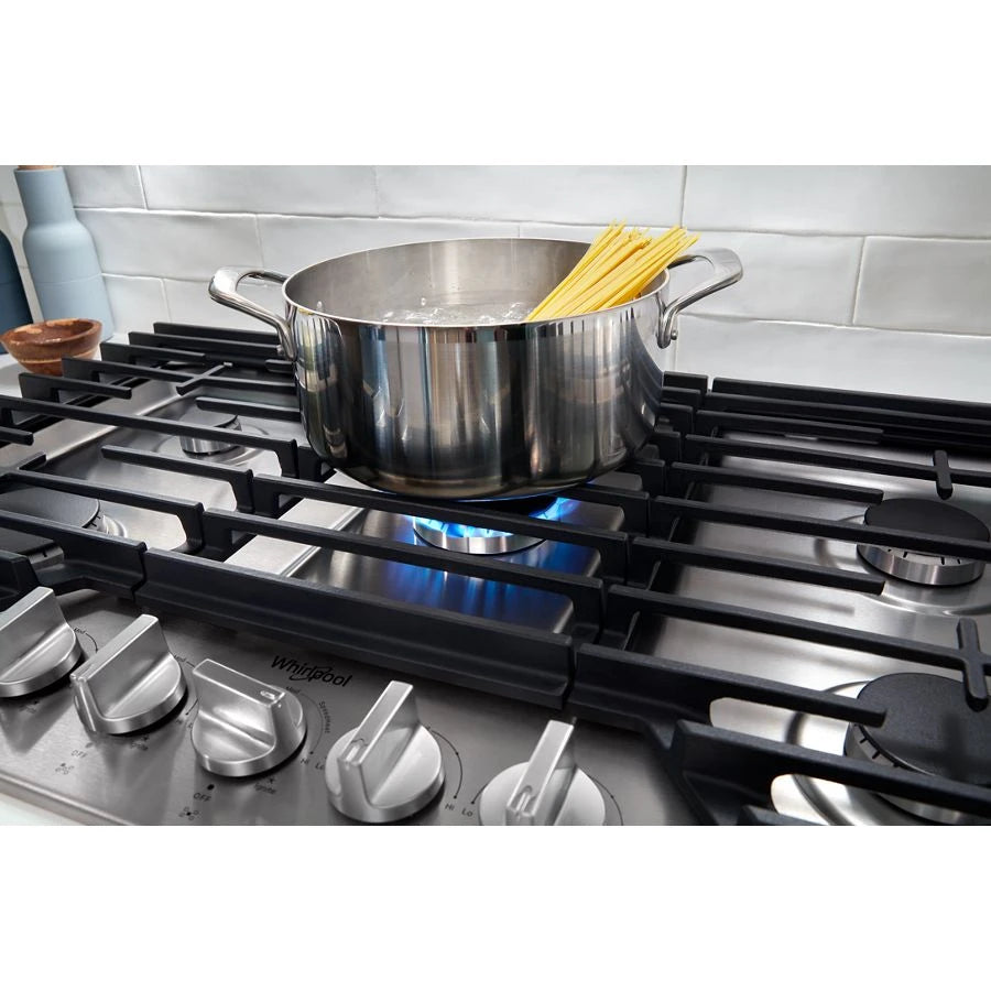 36-inch Gas Cooktop with EZ-2-Lift??? Hinged Cast-Iron Grates - (WCGK5036PS)